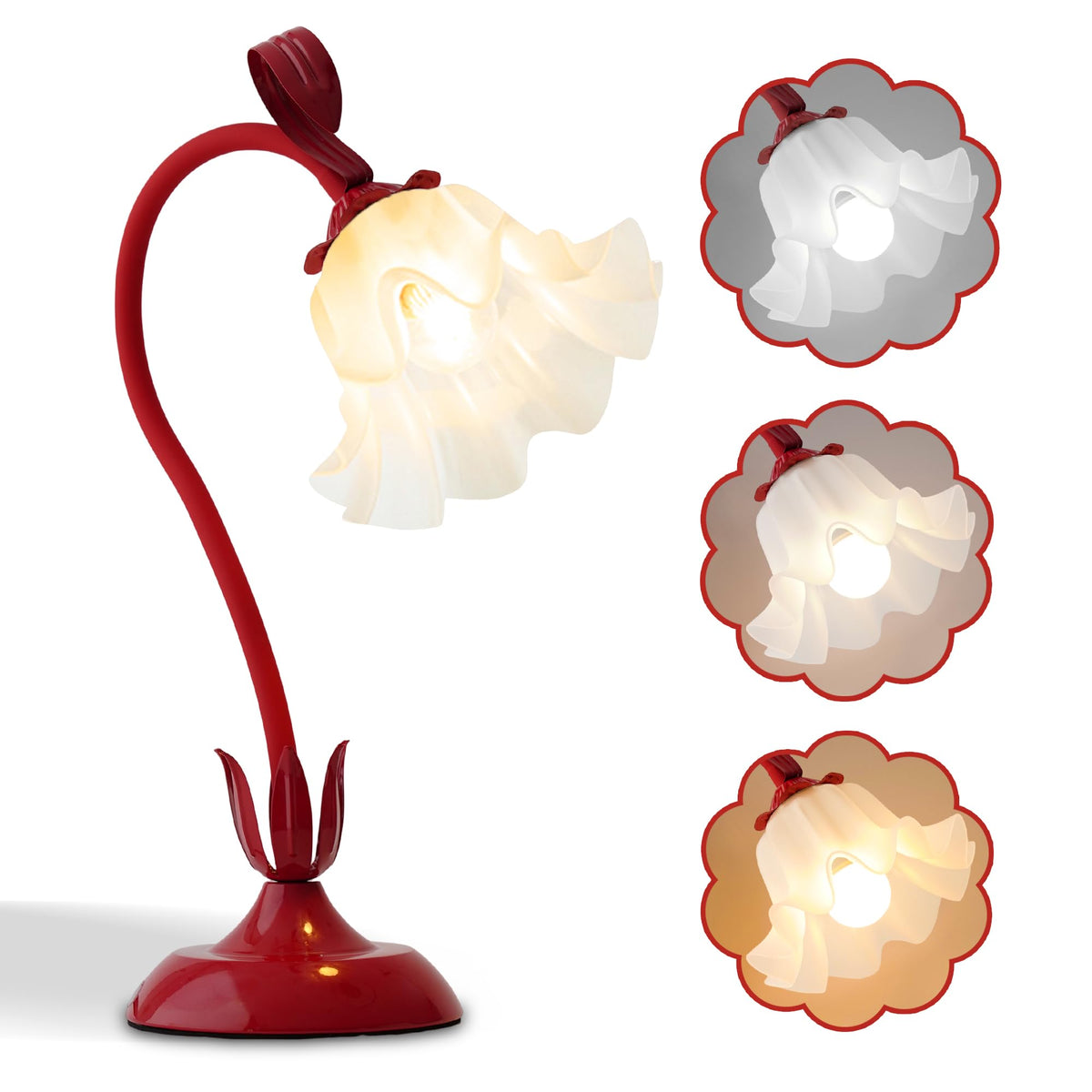 Flower Table Lamp, LED Reading Light Bedside Vintage Night Light (Green)