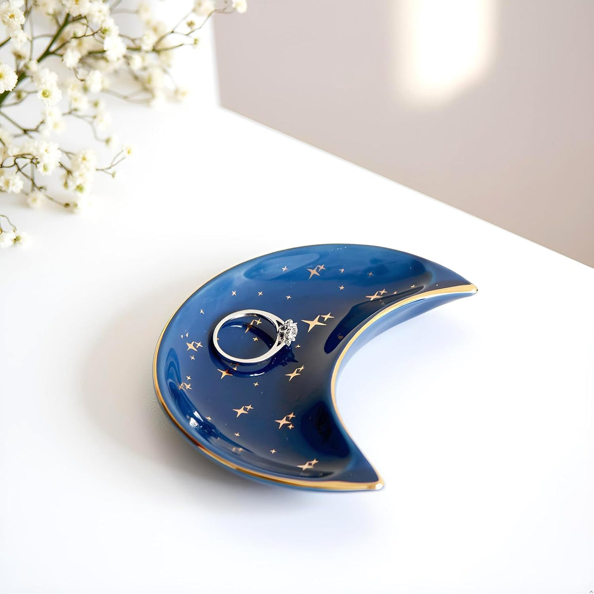 Small Moon Jewelry Dish Tray, Blue