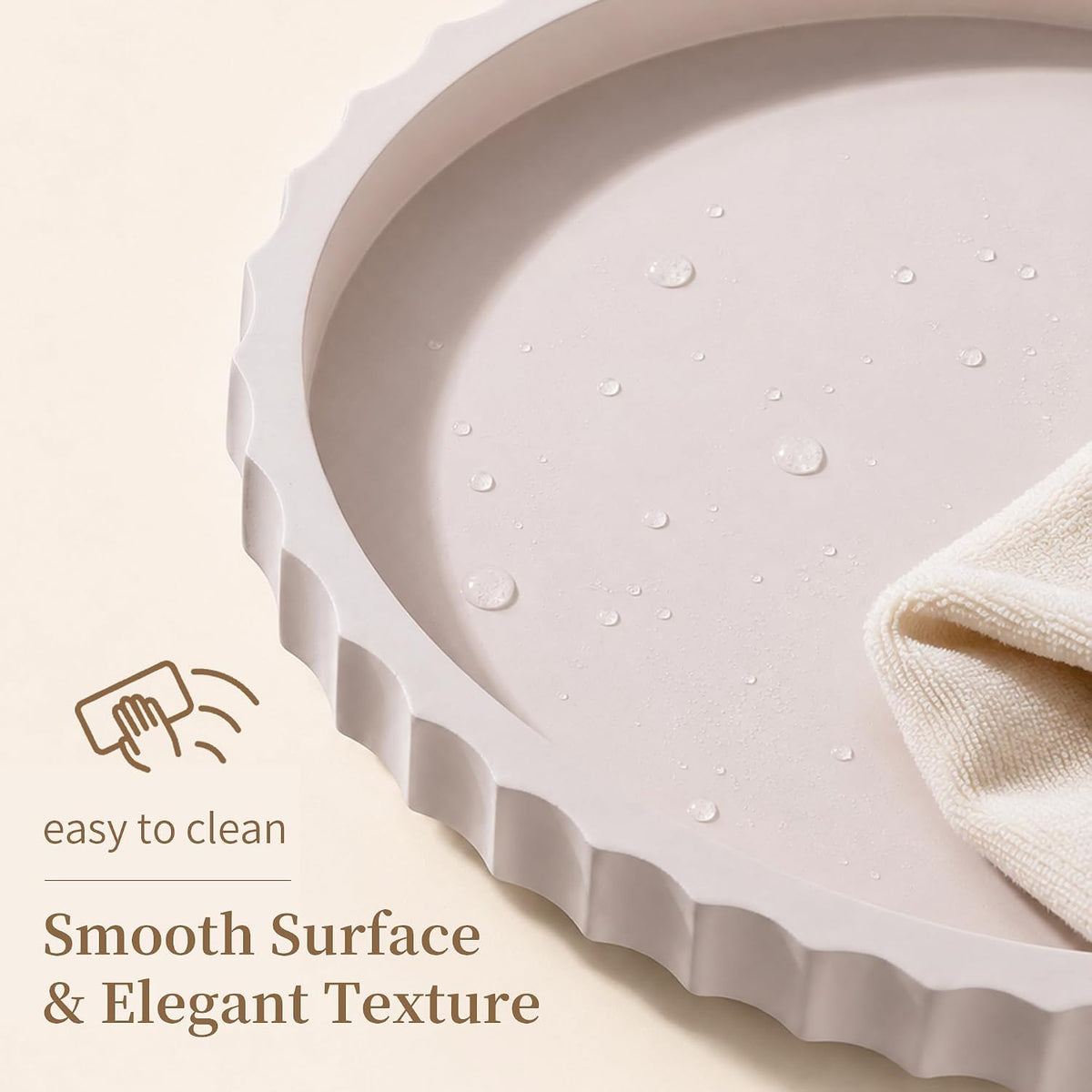 Hanobe Oval Decorative Coffee Table Tray for Home Decor with Wavy Edge