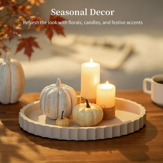 Hanobe Oval Decorative Coffee Table Tray for Home Decor with Wavy Edge
