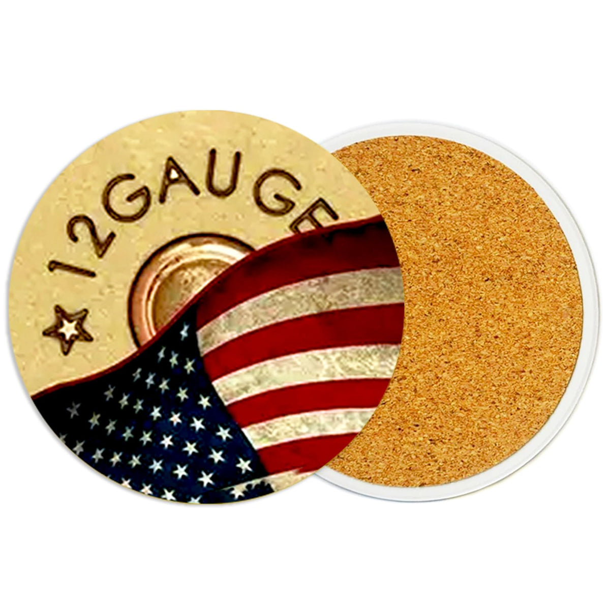 2PcsCat Ceramic Coasters with Cork Base Absorbent Cup Mat for Drinks