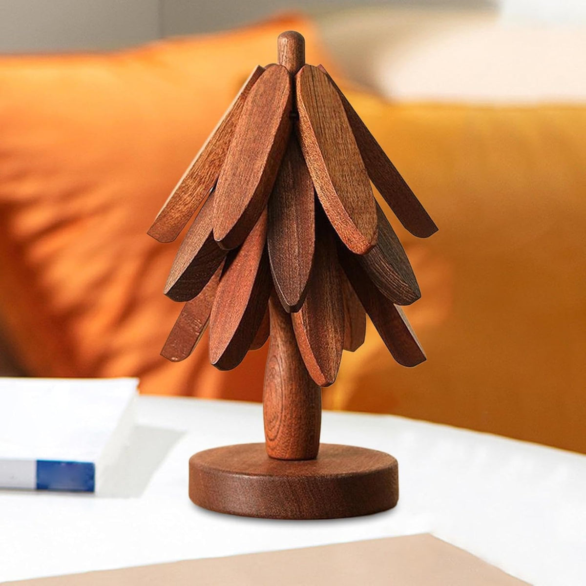 Wooden Tree Shape Trivets for Hot Dishes, Natural Treevot Coasters