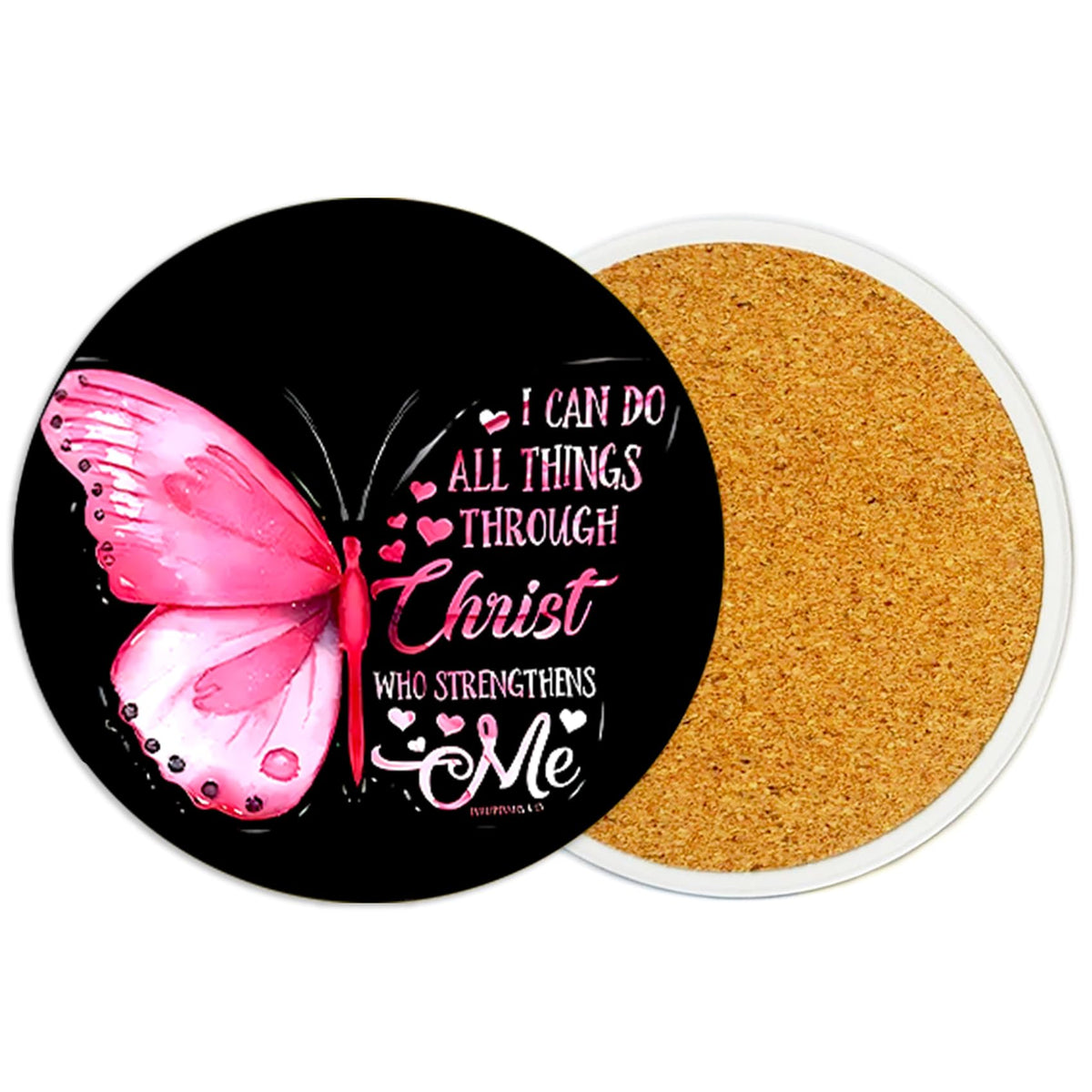 2PcsCat Ceramic Coasters with Cork Base Absorbent Cup Mat for Drinks