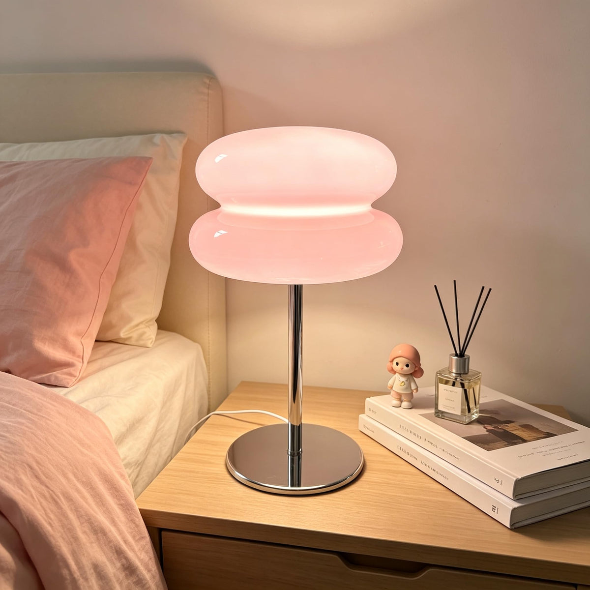 Bedroom Glass Mushroom Lamp, Orange
