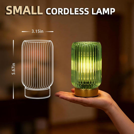 MJ PREMIER Battery Operated Lamp, Small Cordless Lamp with Timer, Green