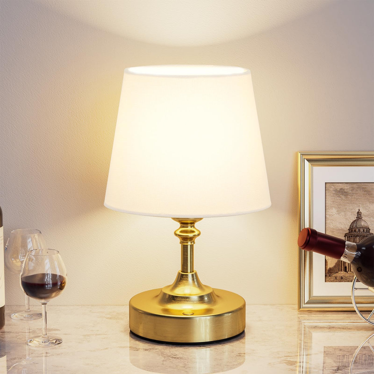 Kakanuo Gold Cordless Table Lamp with Rechargeable Battery, 1 Pack