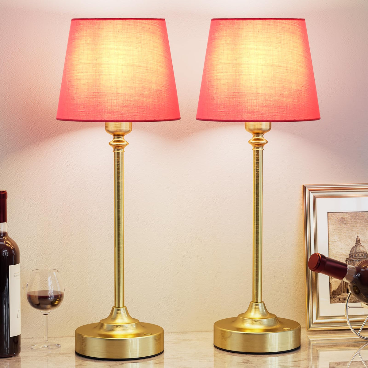 Kakanuo Gold Cordless Table Lamp with Rechargeable Battery, 1 Pack