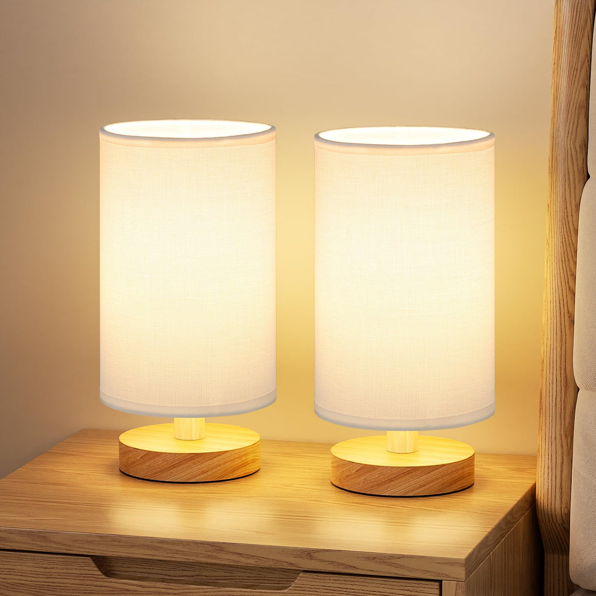 Fenmzee 8.5" Small Table Lamp for Bedroom - Inline Switch Bedside Lamp
