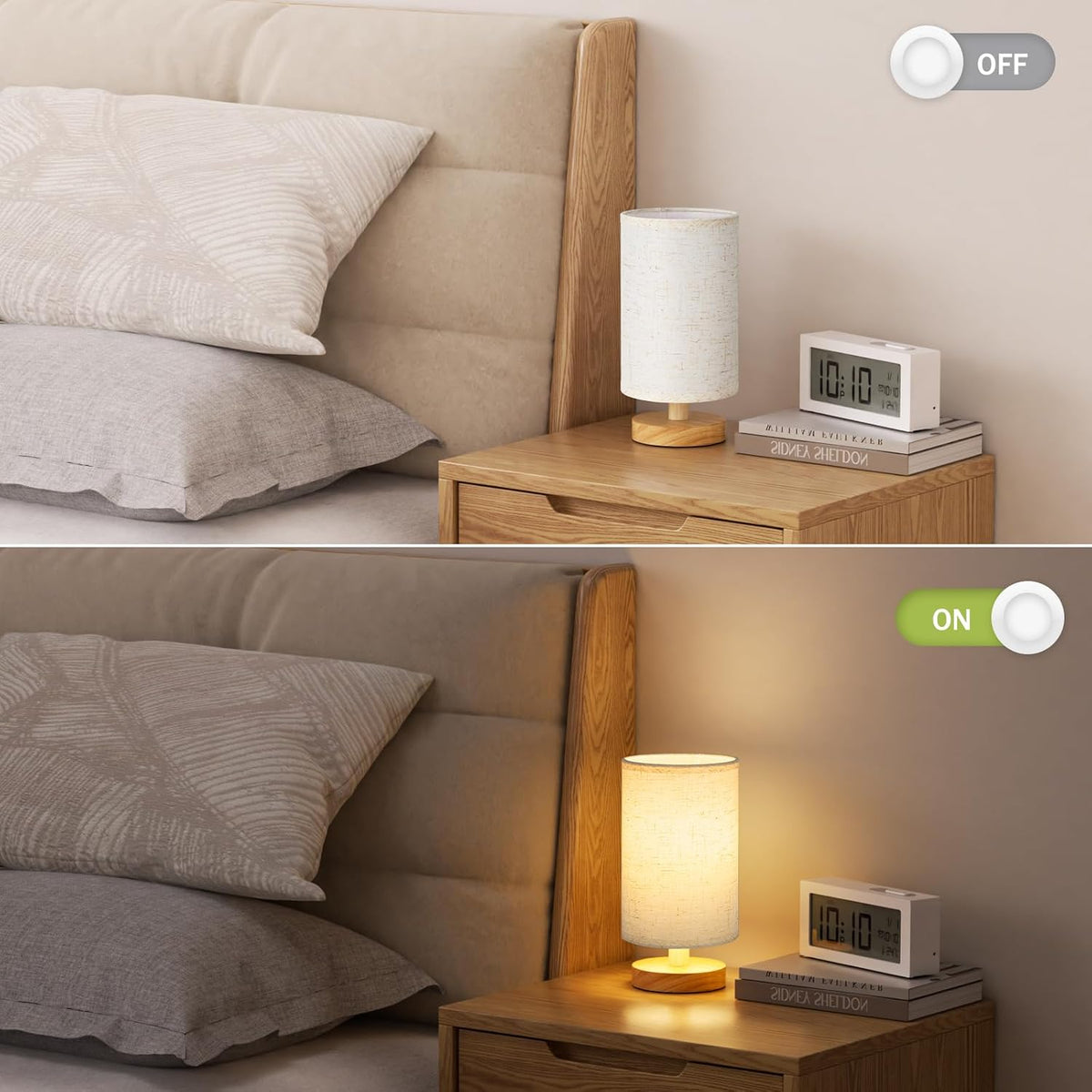 Fenmzee 8.5" Small Table Lamp for Bedroom - Inline Switch Bedside Lamp