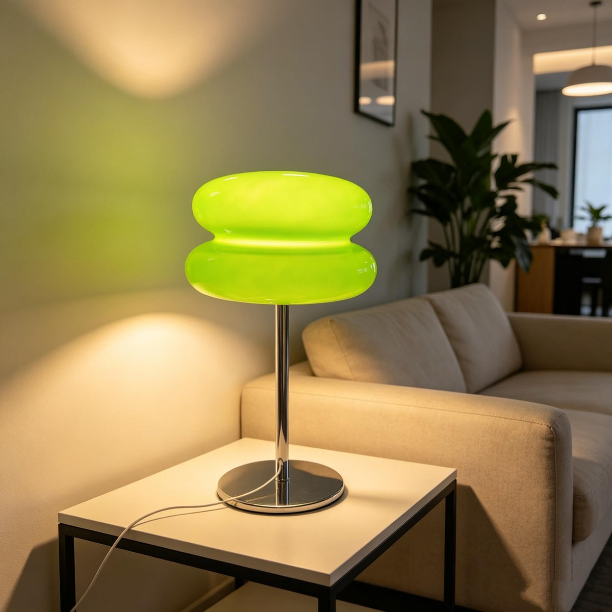 Bedroom Glass Mushroom Lamp, Orange