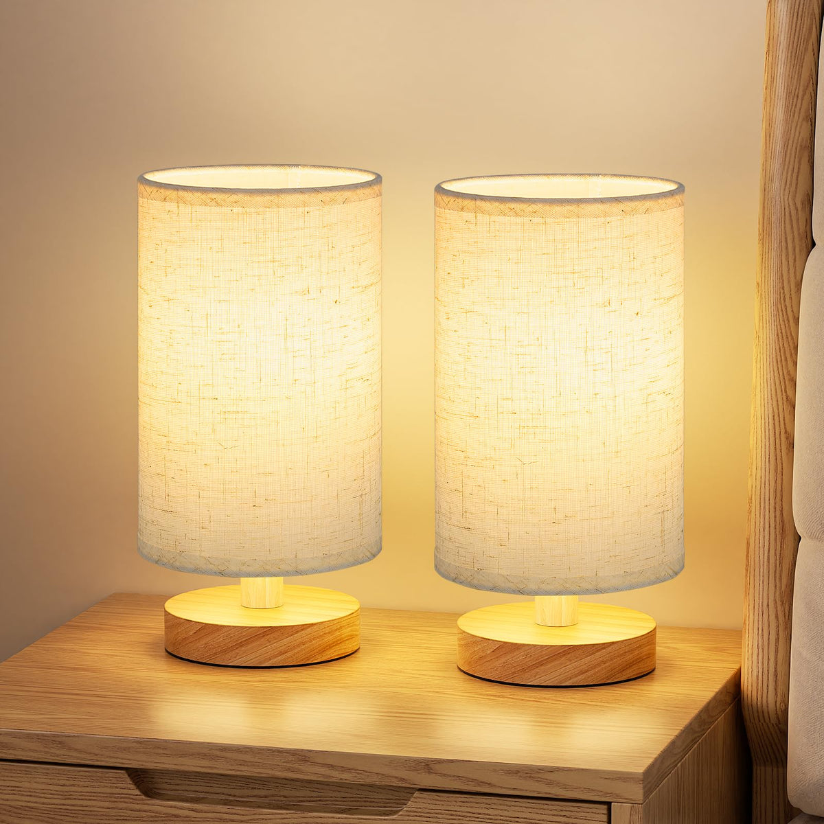 Fenmzee 8.5" Small Table Lamp for Bedroom - Inline Switch Bedside Lamp