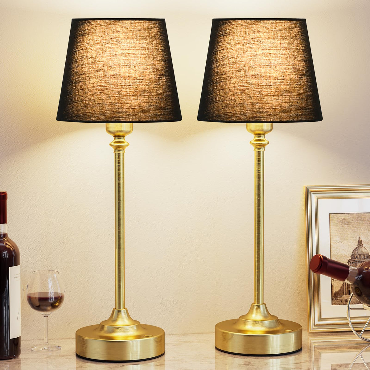 Kakanuo Gold Cordless Table Lamp with Rechargeable Battery, 1 Pack
