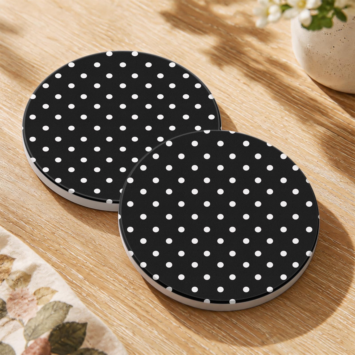 Oqplog 2 Pack Ceramic Absorbent Drink Coasters for Women