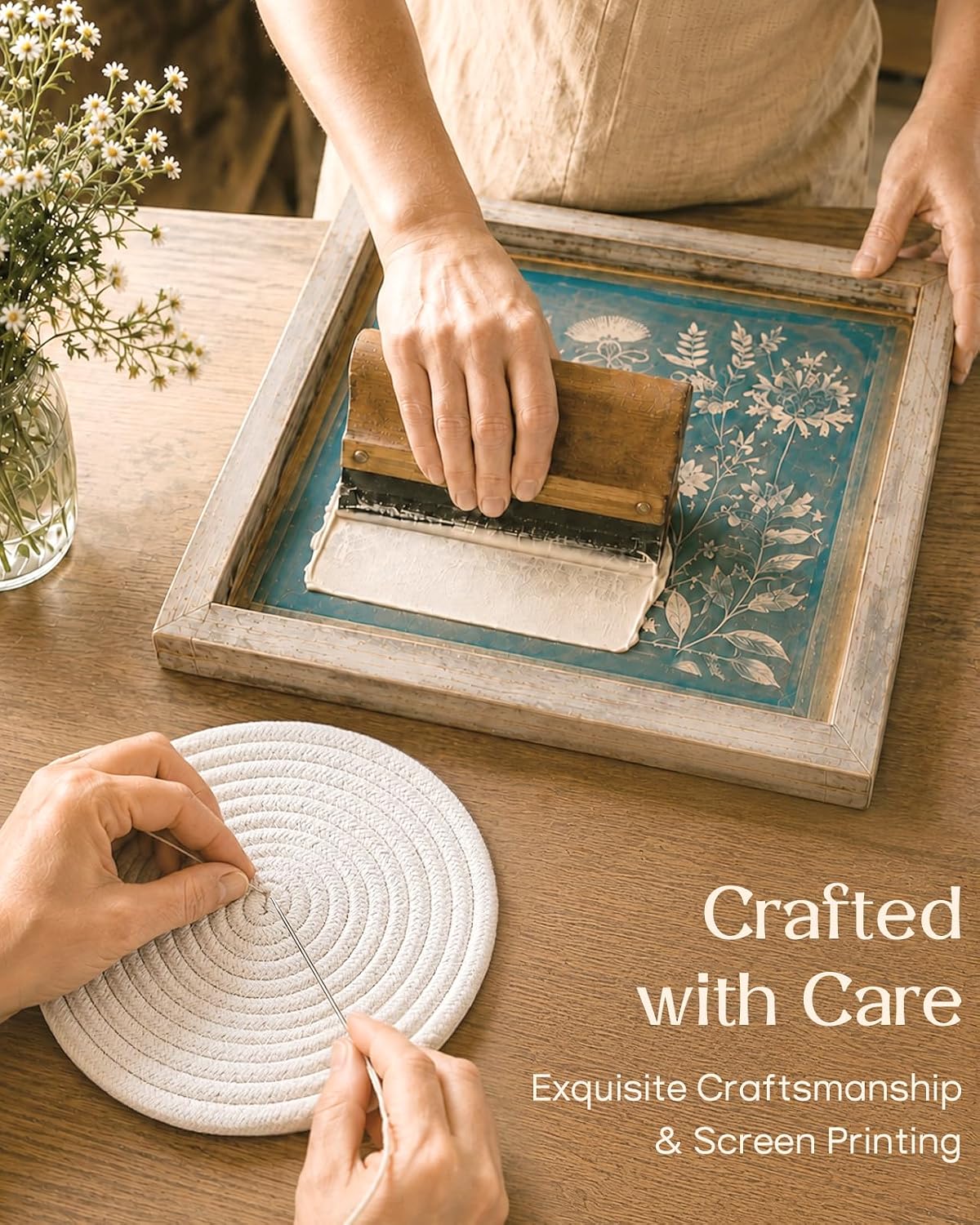 Heat Resistant Table Mats for Kitchen, Coasters, Pink Floral