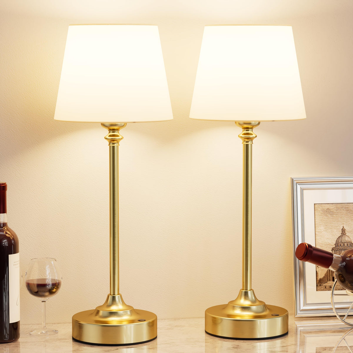 Kakanuo Gold Cordless Table Lamp with Rechargeable Battery, 1 Pack