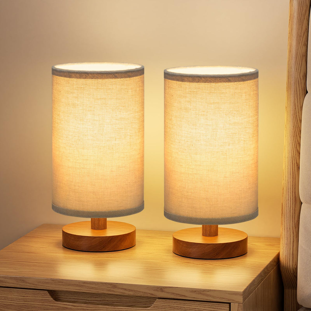 Fenmzee 8.5" Small Table Lamp for Bedroom - Inline Switch Bedside Lamp