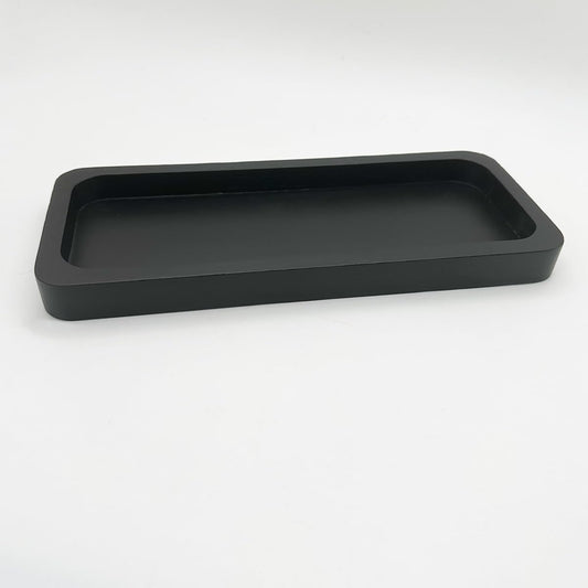 Rustic Wooden Candle Holder Tray, Rectangular Farmhouse Style, Vintage Decorative Tealight Pillar Candle Base for Home Decor, Christmas Table Centerpiece (Black-Distressed)