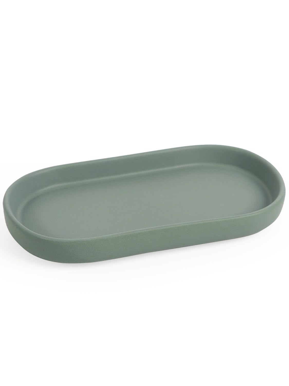 INGOFIN 7" Ceramic Bathroom Vanity Tray - Bathroom Organizer Countertop Tray for Perfume, Jewelry, Candles, Small Kitchen Counter Soap Tray, Decorative for Bathroom Vanity and Toilet Tank, Beige