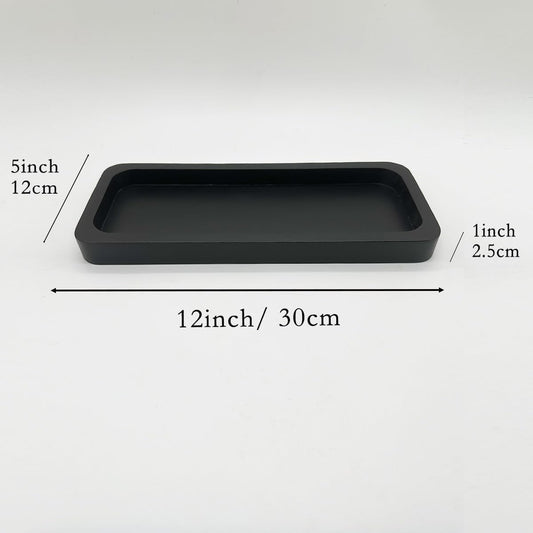 Rustic Wooden Candle Holder Tray, Rectangular Farmhouse Style, Vintage Decorative Tealight Pillar Candle Base for Home Decor, Christmas Table Centerpiece (Black-Distressed)