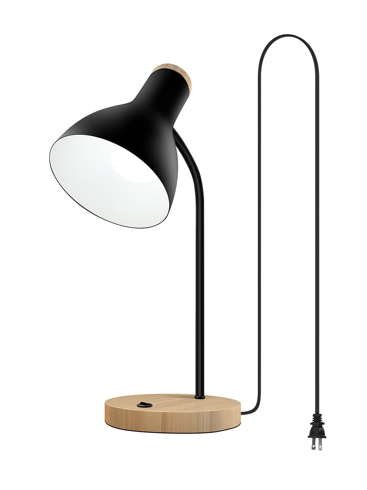 LALISU Metal Desk Lamp Table Lamp Reading Lights Arc Desk Lamps Wood Base