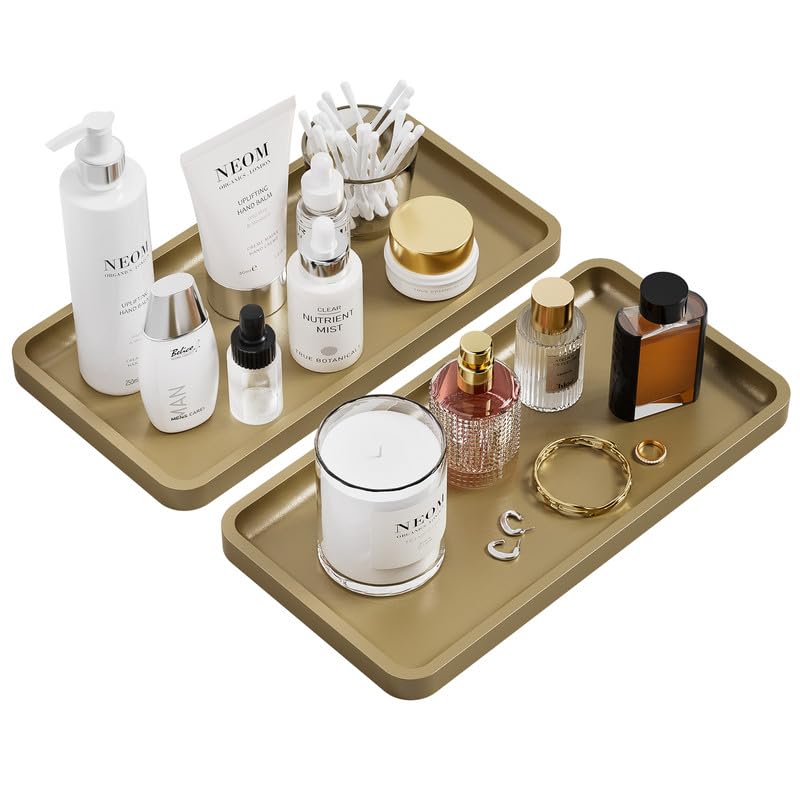 Weenson Small Bathroom Vanity Tray for Countertop Makeup Perfume Jewelry Decor Candle Keys, Small Black Kitchen Tray for Soap Dispenser Spice Bamboo Toilet Tray 7.9" L x 4" W x 0.79" H