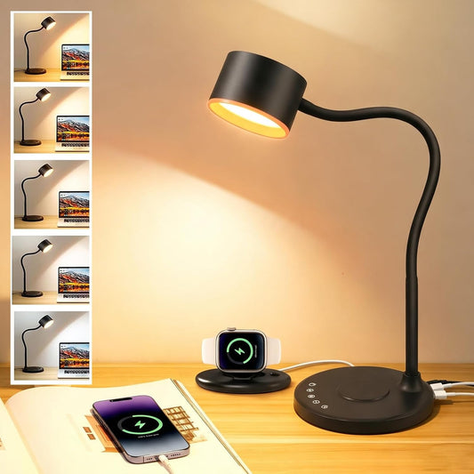 LiFMIRA Desk lamp with 2 USB Charging Ports, Touch Control Desk Light Black