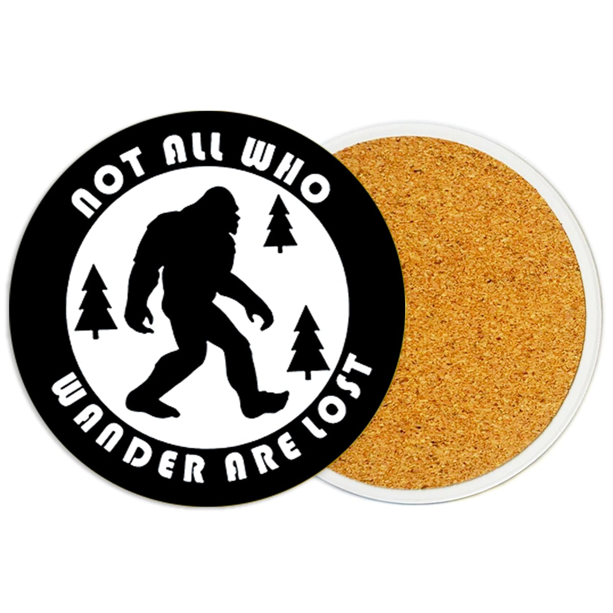 2PcsCat Ceramic Coasters with Cork Base Absorbent Cup Mat for Drinks