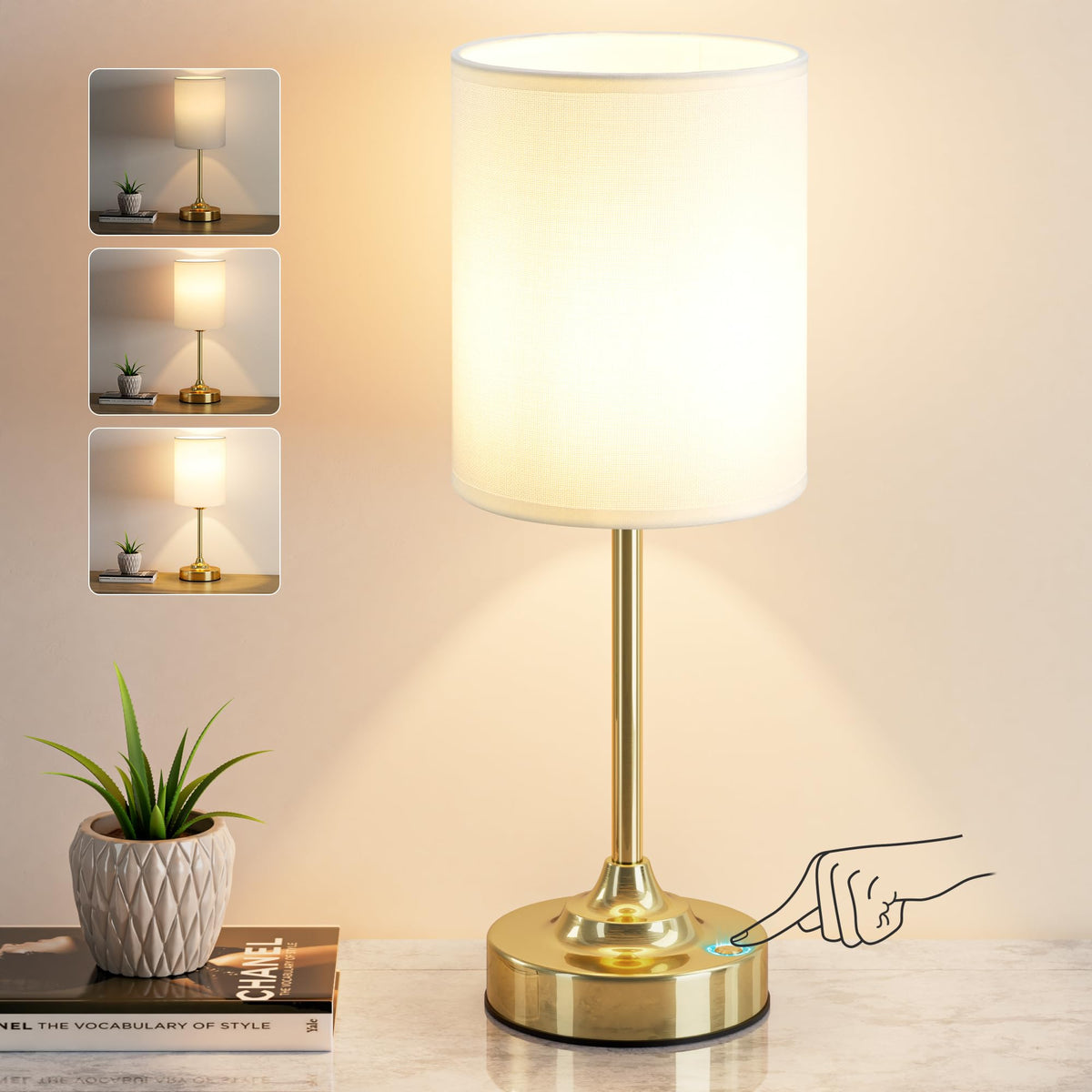Kakanuo Gold Cordless Table Lamp with Rechargeable Battery, 1 Pack