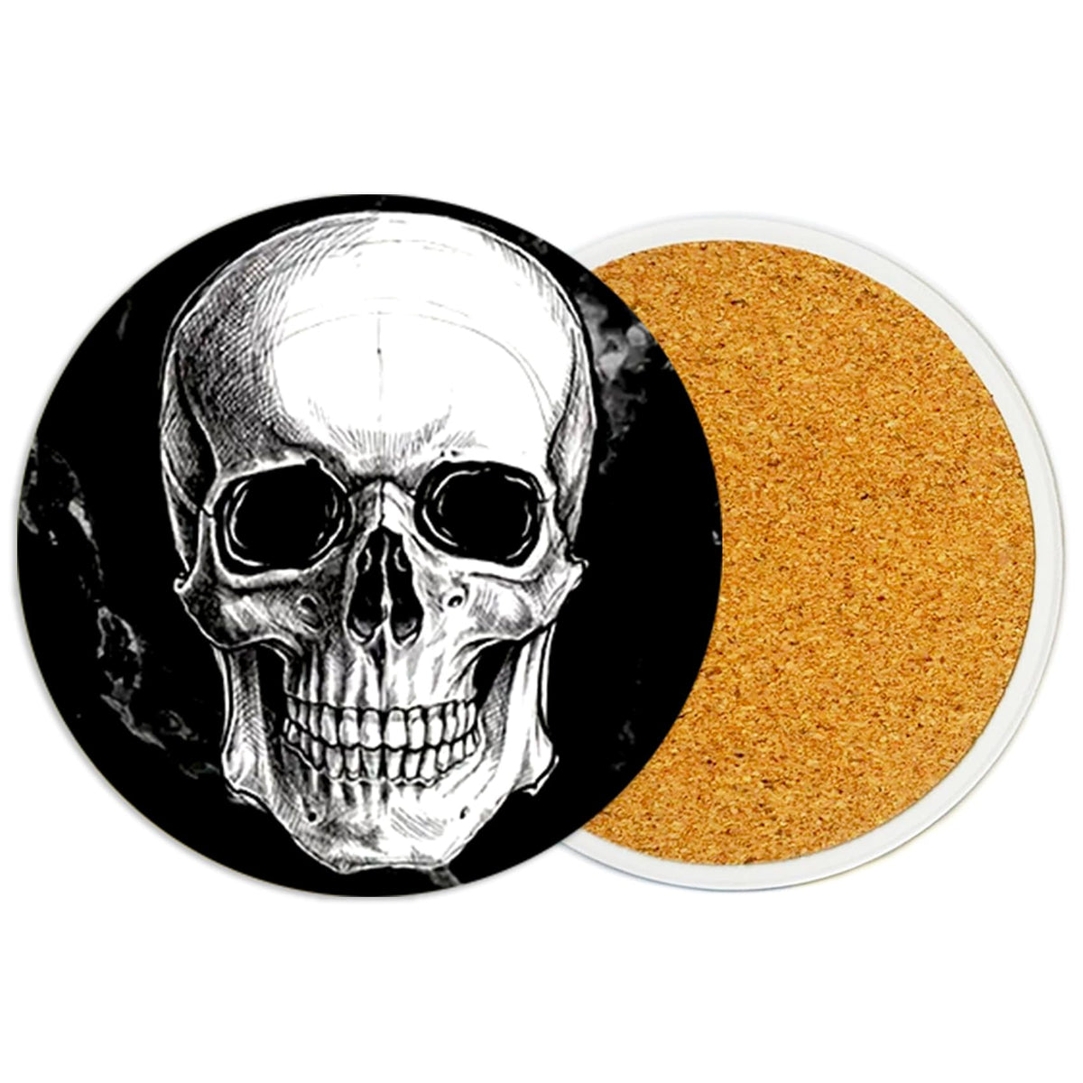 2PcsCat Ceramic Coasters with Cork Base Absorbent Cup Mat for Drinks