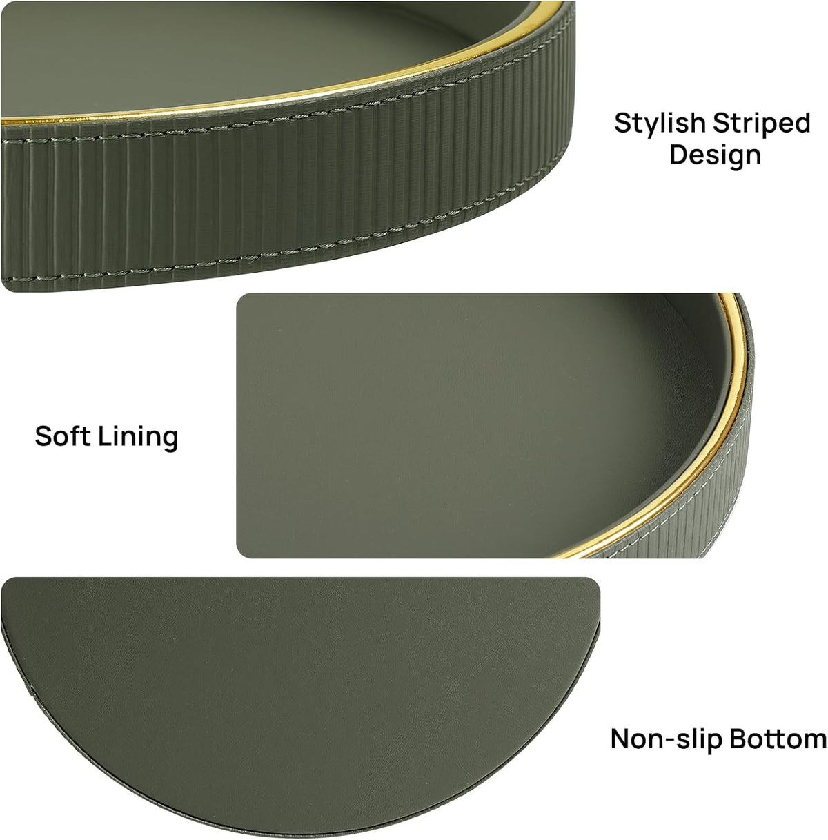 Round Decorative Tray Coffee Table Tray Nightstand Desk Organizer
