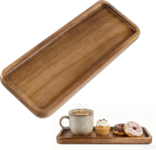 Small Wooden Tray | Acacia Wood Serving Tray Platter Mini Vanity Tray Decor