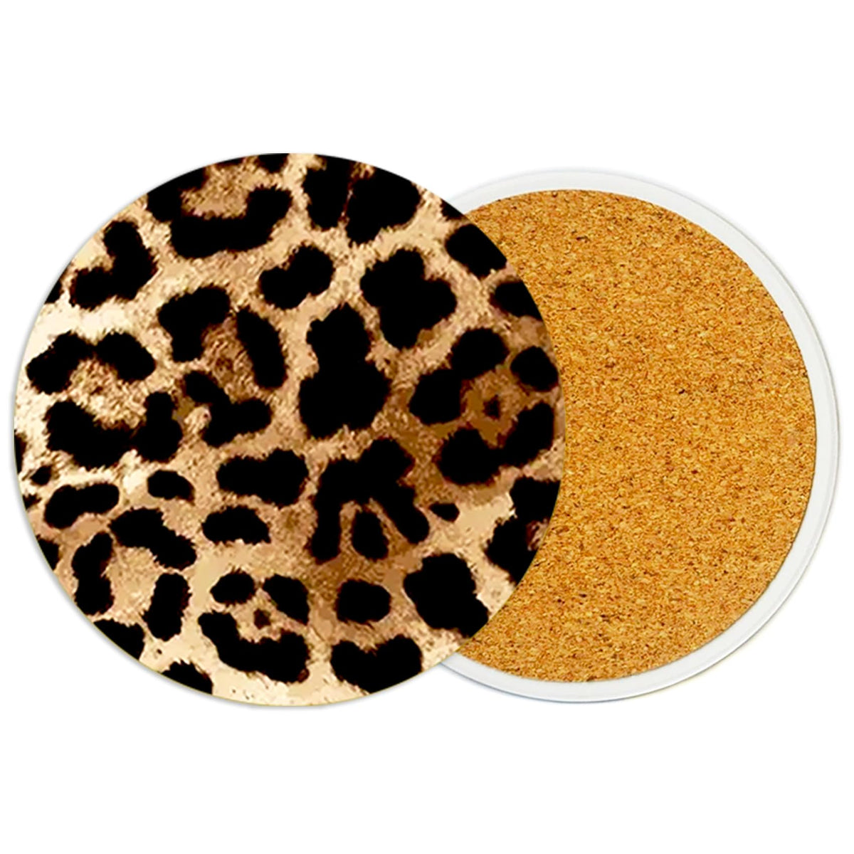 2PcsCat Ceramic Coasters with Cork Base Absorbent Cup Mat for Drinks