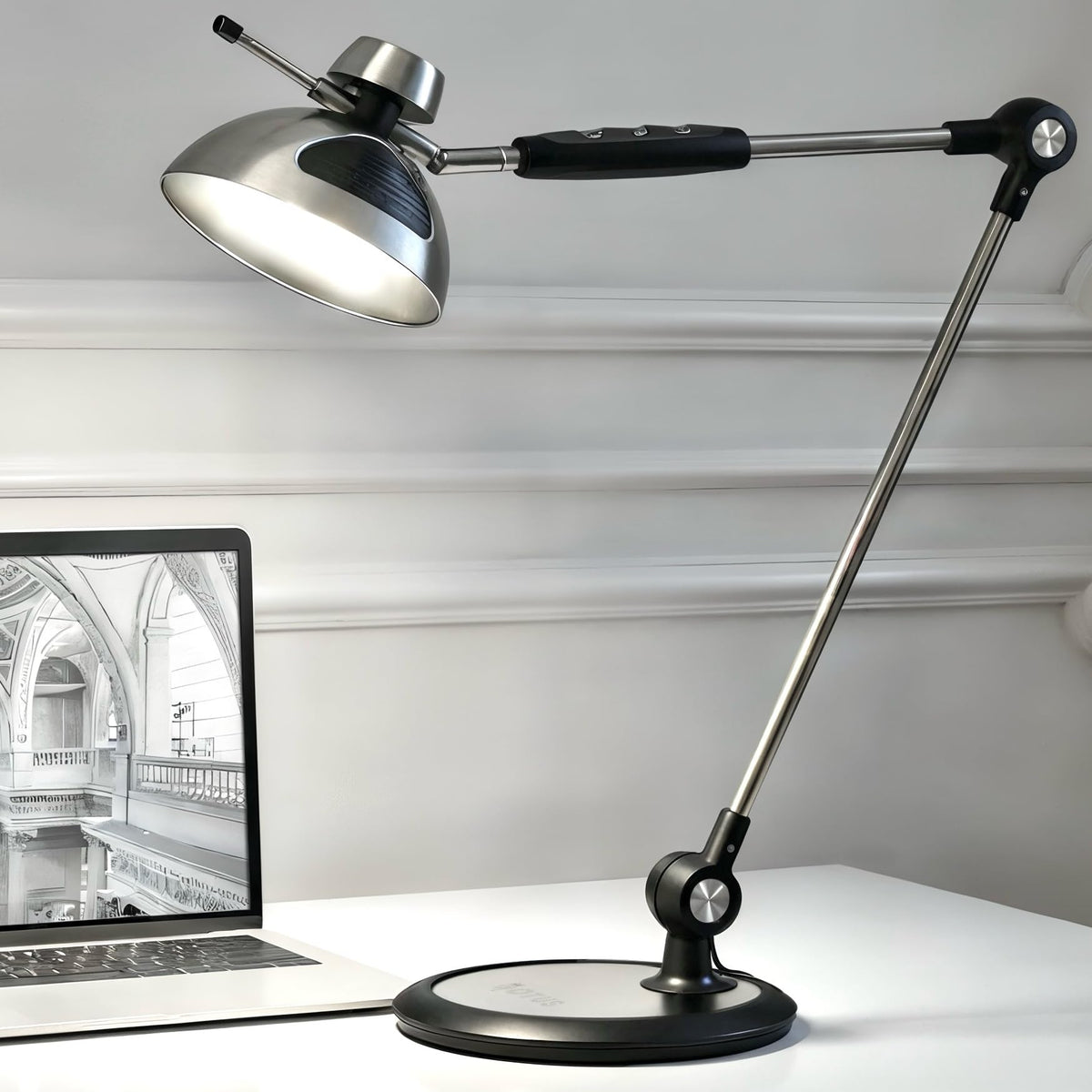 OTUS Tall LED Architect Desk Lamp for Home Office, Gesture Control, Brass