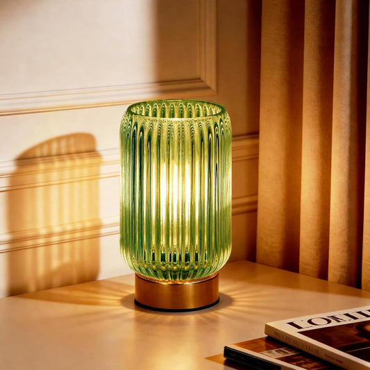 MJ PREMIER Battery Operated Lamp, Small Cordless Lamp with Timer, Green