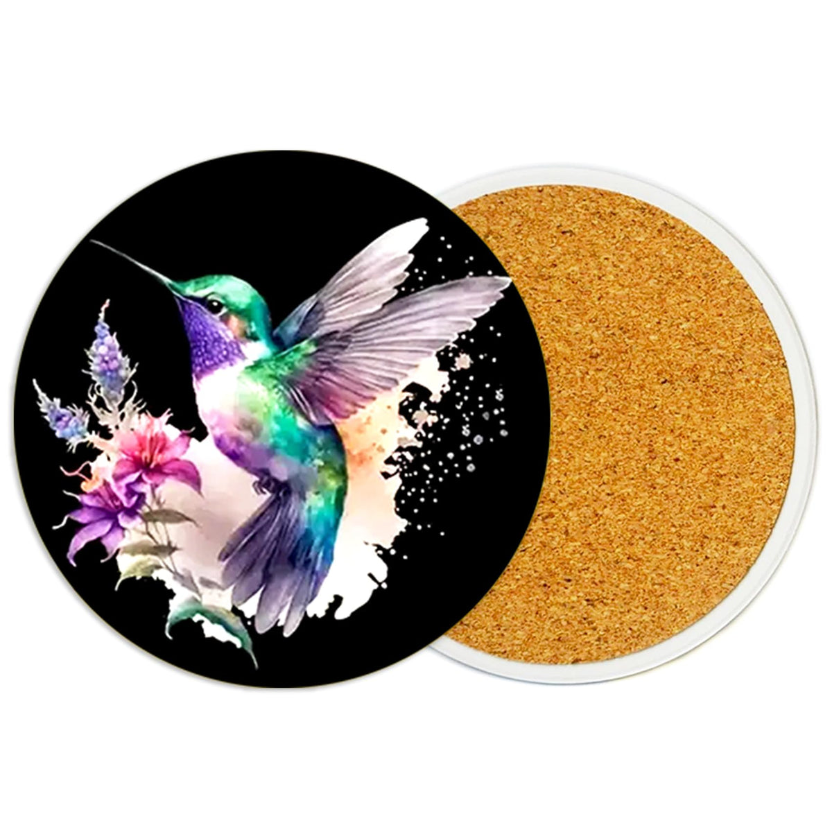 2PcsCat Ceramic Coasters with Cork Base Absorbent Cup Mat for Drinks
