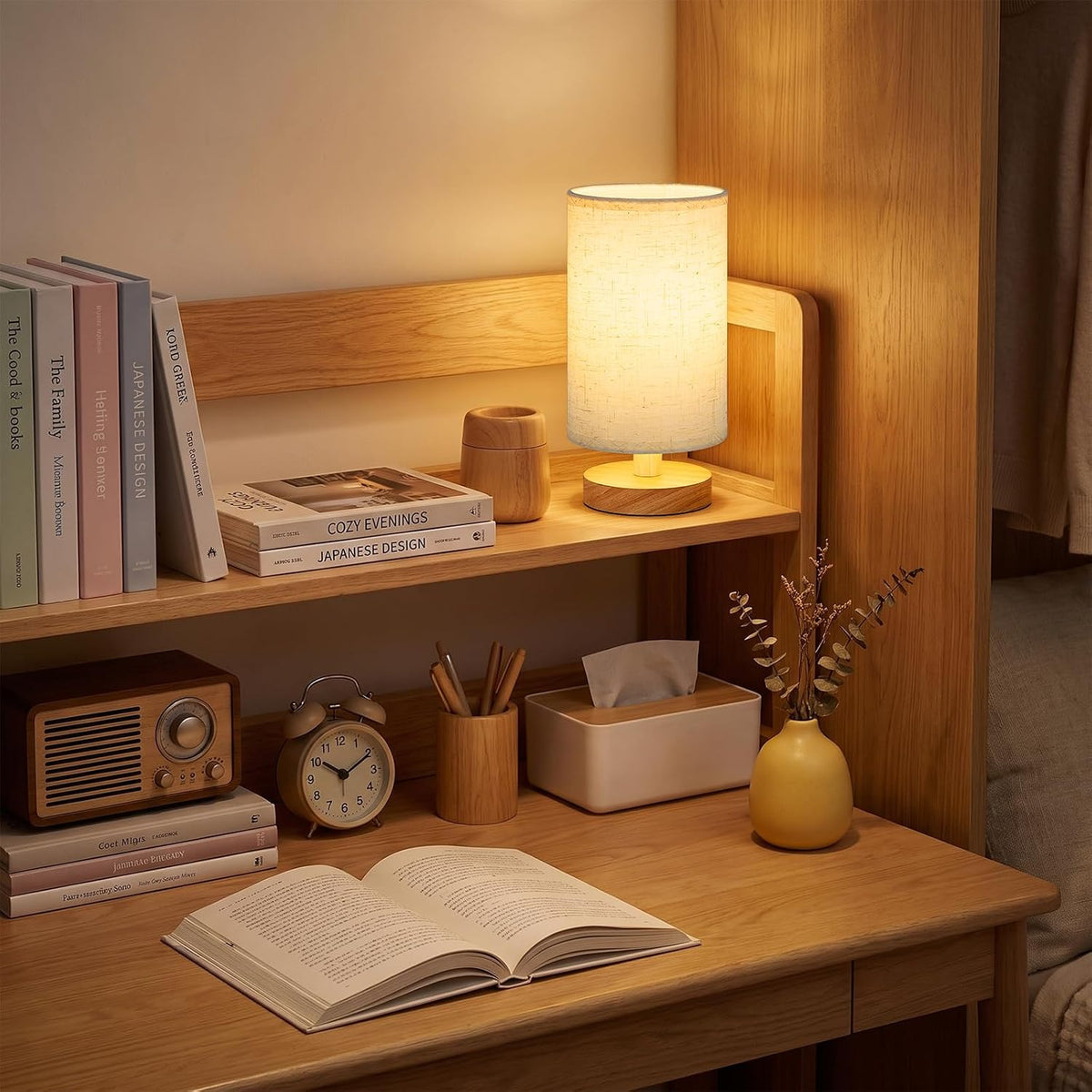Fenmzee 8.5" Small Table Lamp for Bedroom - Inline Switch Bedside Lamp