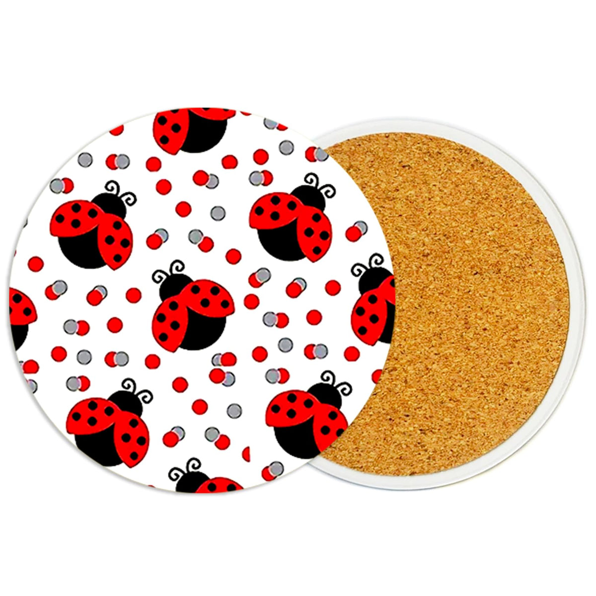 2PcsCat Ceramic Coasters with Cork Base Absorbent Cup Mat for Drinks