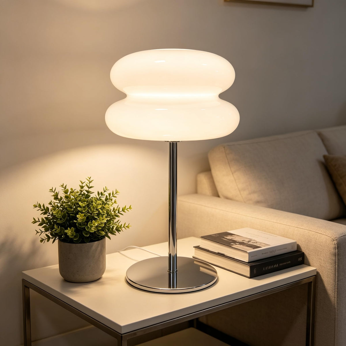 Bedroom Glass Mushroom Lamp, Orange