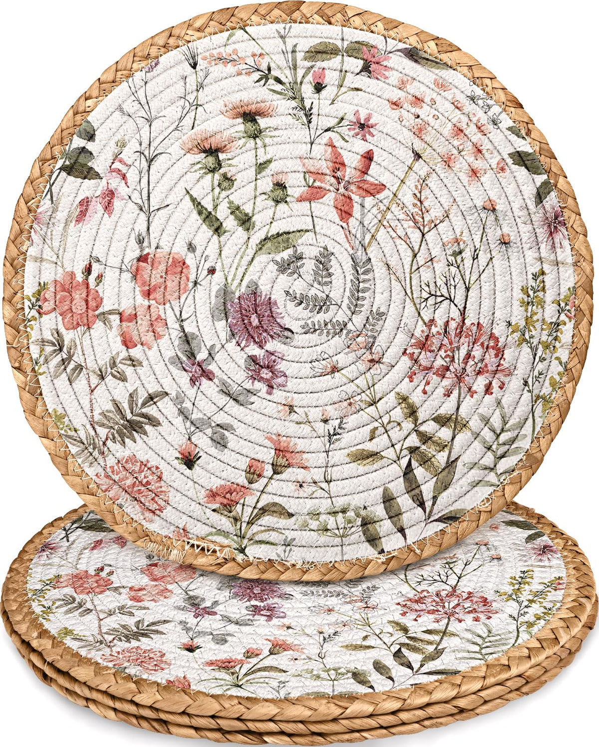 Heat Resistant Table Mats for Kitchen, Coasters, Pink Floral