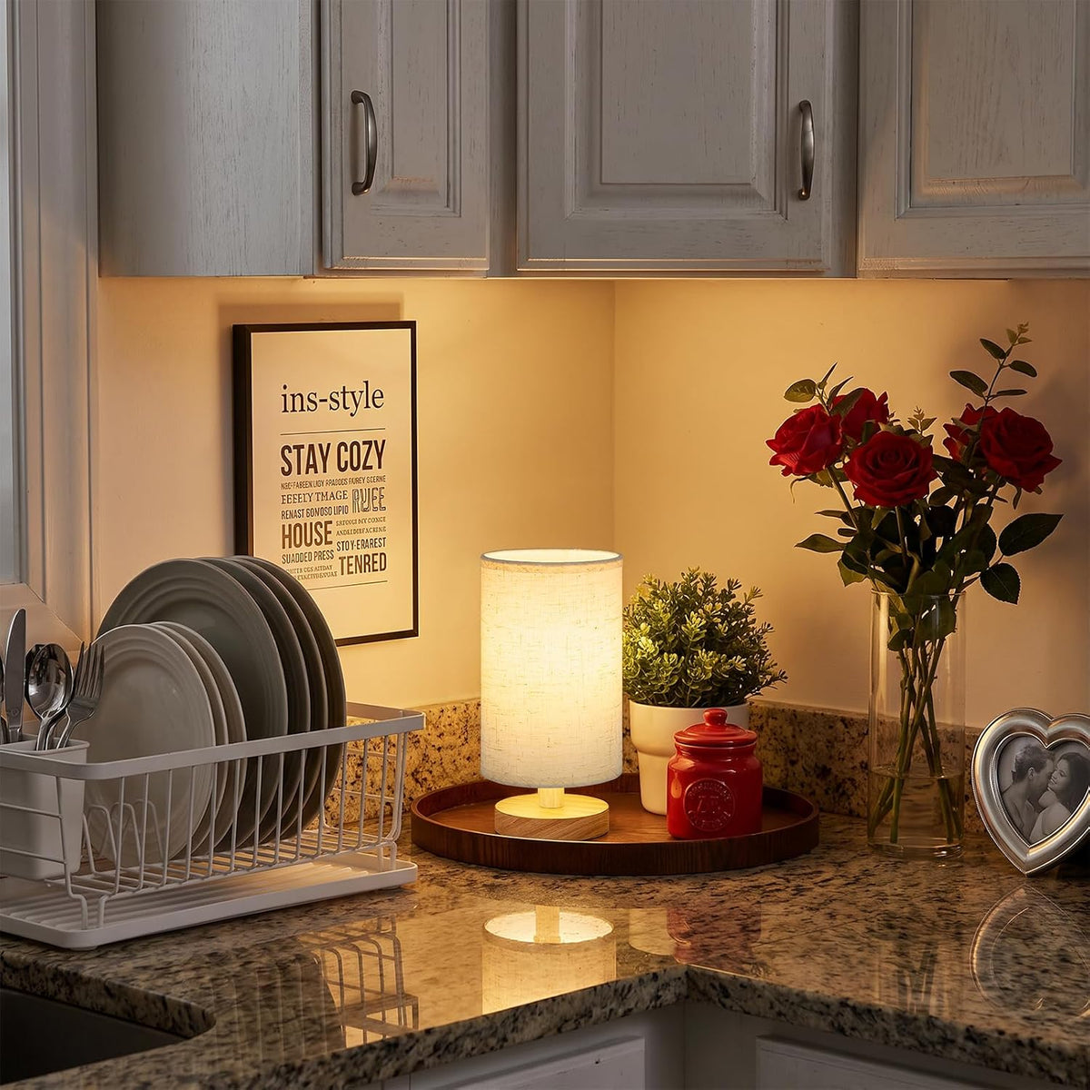 Fenmzee 8.5" Small Table Lamp for Bedroom - Inline Switch Bedside Lamp