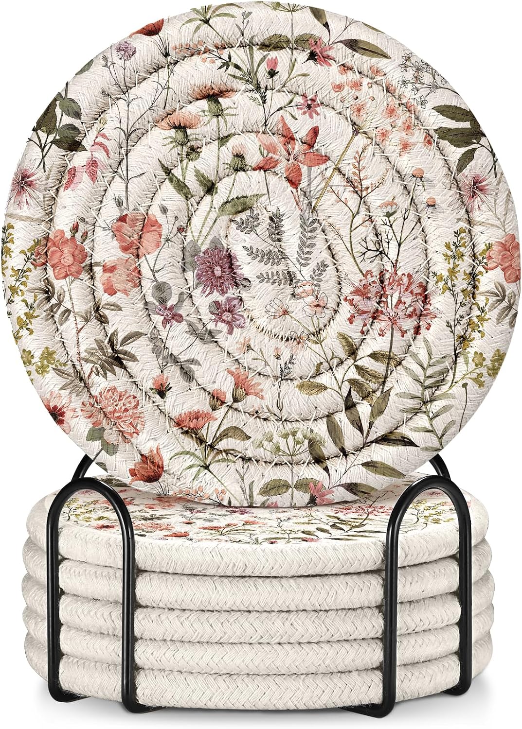 Heat Resistant Table Mats for Kitchen, Coasters, Pink Floral