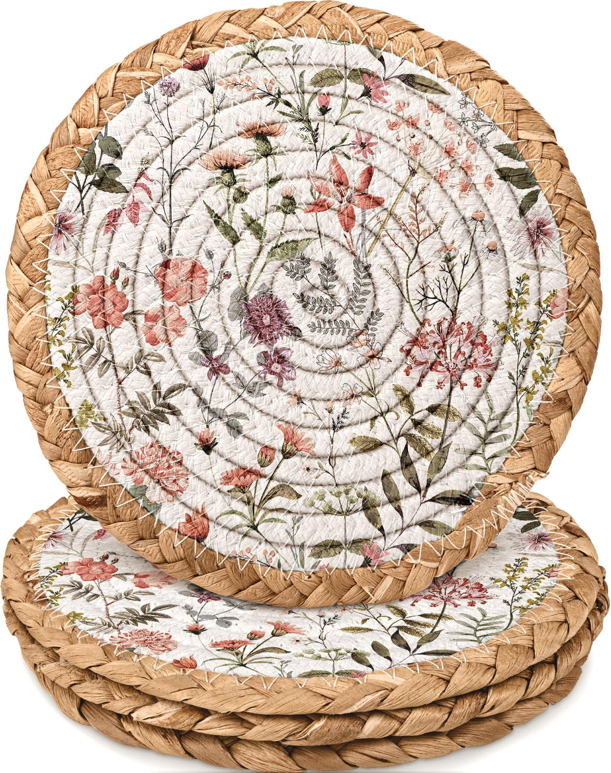 Heat Resistant Table Mats for Kitchen, Coasters, Pink Floral