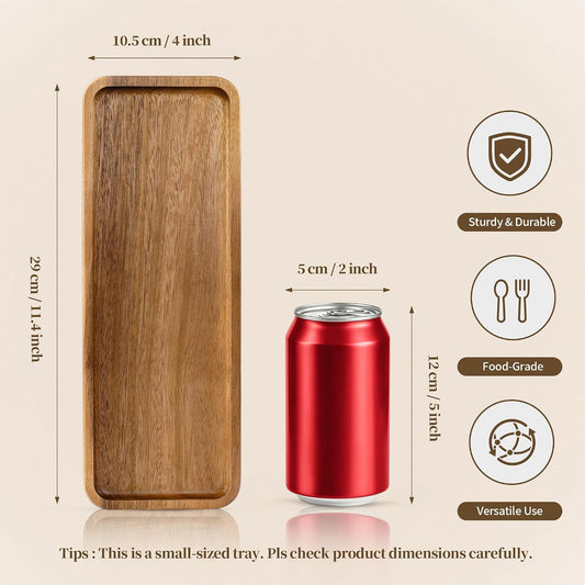 Small Wooden Tray | Acacia Wood Serving Tray Platter Mini Vanity Tray Decor