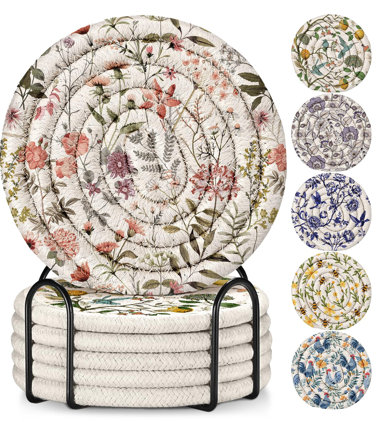 Heat Resistant Table Mats for Kitchen, Coasters, Pink Floral